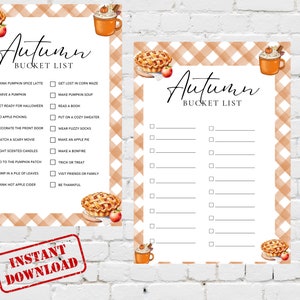 Fall Bucket List Printable, Autumn Bucket List Template, Editable Fall Bucket List, Autumn Activities Checklist, Fall To Do List, PDF