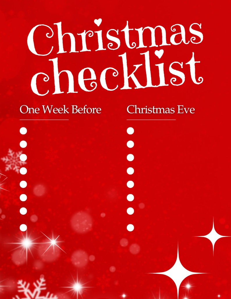 Christmas Bucket List Printable, Winter Bucket List Template, Christmas