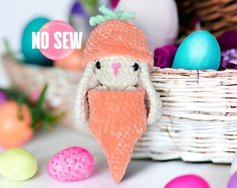 NO SEW Bianca the Cheeky Bunny in a Carrot Crochet Pattern