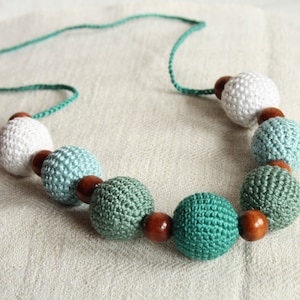 TURQUOISE GREEN - Crochet Nursing Necklace, Breastfeeding collar, Maternity necklace