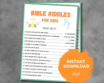 Bible Games Who Am I Bible Riddles for Kids, Sunday School Games, Kids ...