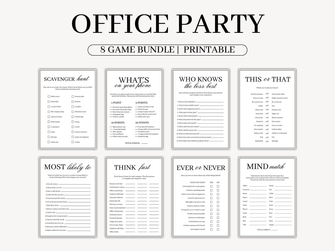 Office Party Games Bundle, Work Party Games for Team Building, Icebreaker Games, Staff