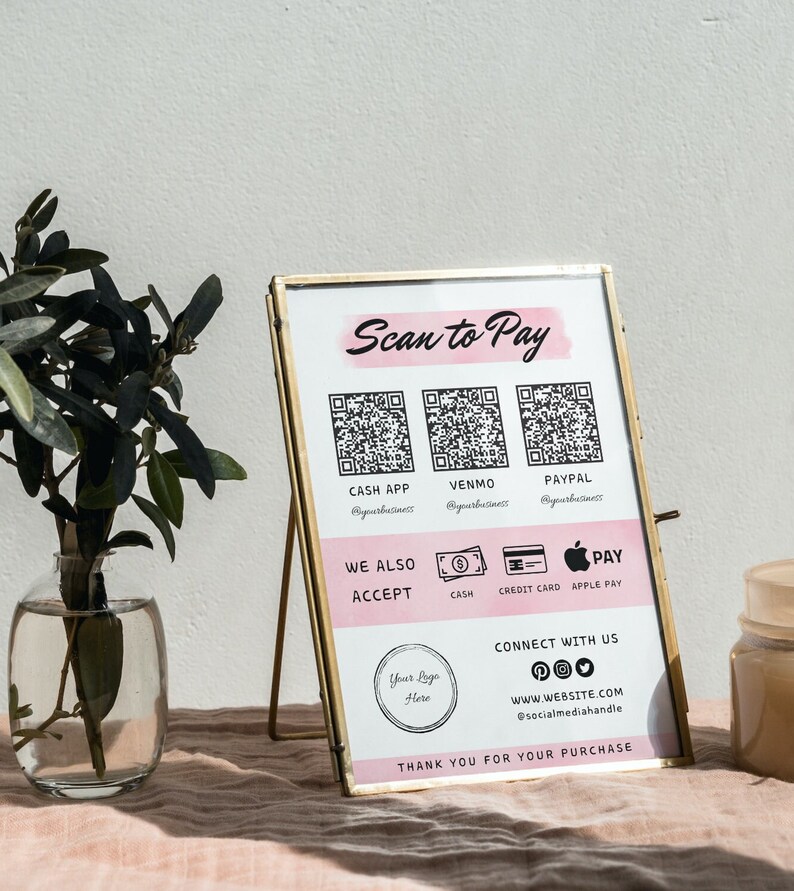 Qr Code Sign Pament Editable QR Code Sign, Printable Payment Sign, Scan to Pay Template ...