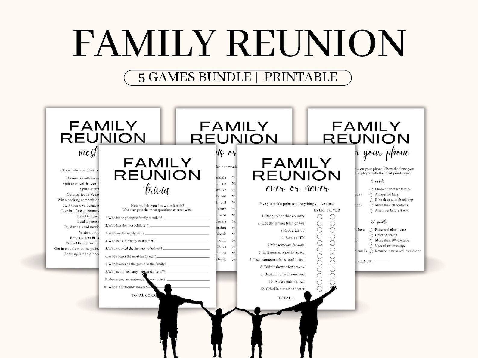 Family Reunion Games Printable Reunion Party Games for Family - Etsy