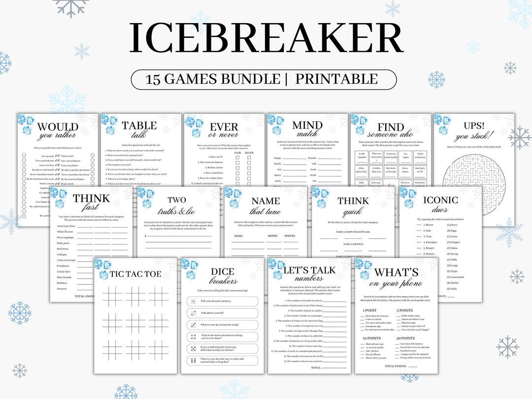Icebreaker Games Bundle Printable Conversation Cards Icebreaker Icebreaker Games Bundle Printable Conversation Cards Icebreaker