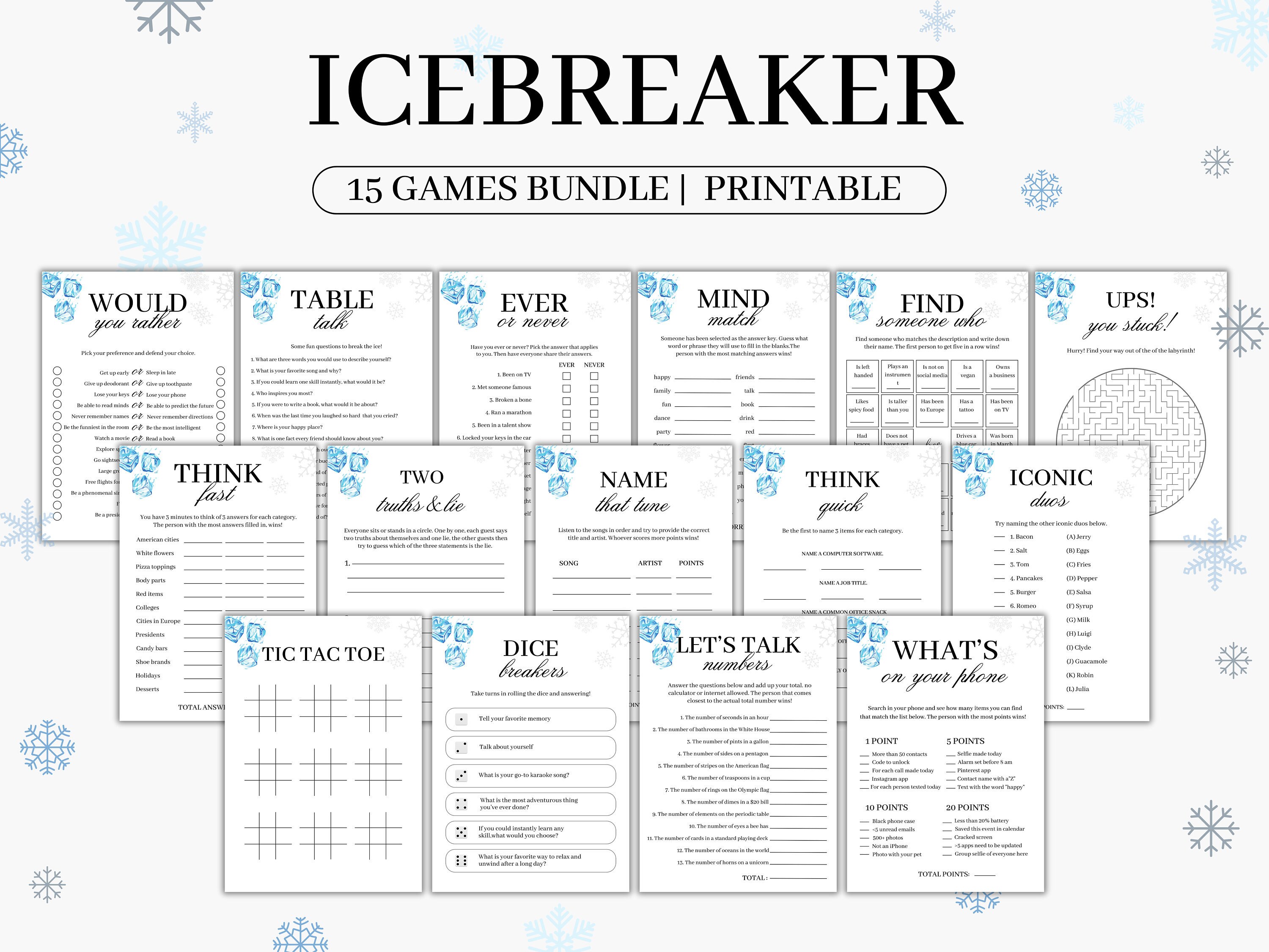 Icebreaker Games Bundle Printable Conversation Cards Icebreaker Icebreaker Games Bundle Printable Conversation Cards Icebreaker