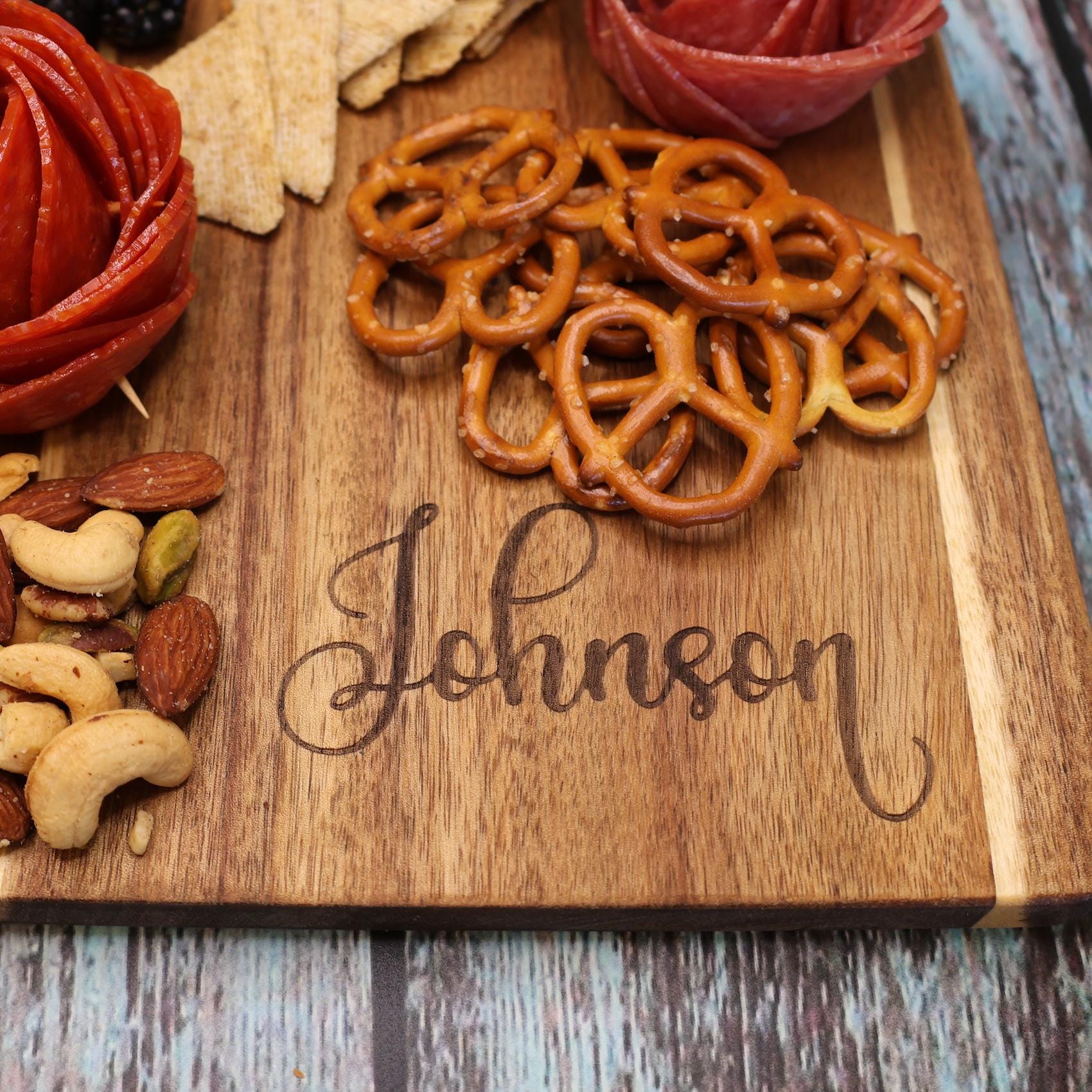 Personalized Acacia Wood Cutting Board: Engraved Charcuterie Board - Etsy