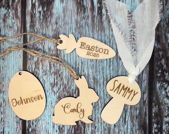 Etiqueta personalizada para cesta de Pascua: etiqueta de madera cortada con láser