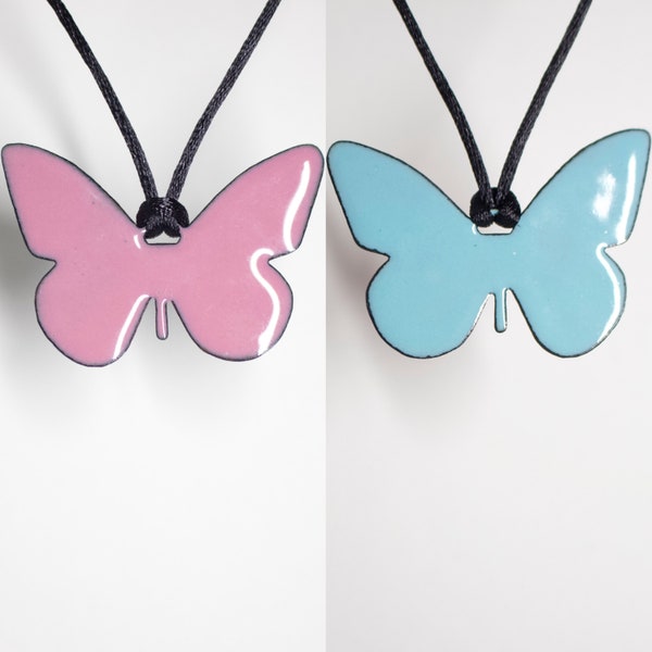 Enamel Butterfly Pendant Etsy