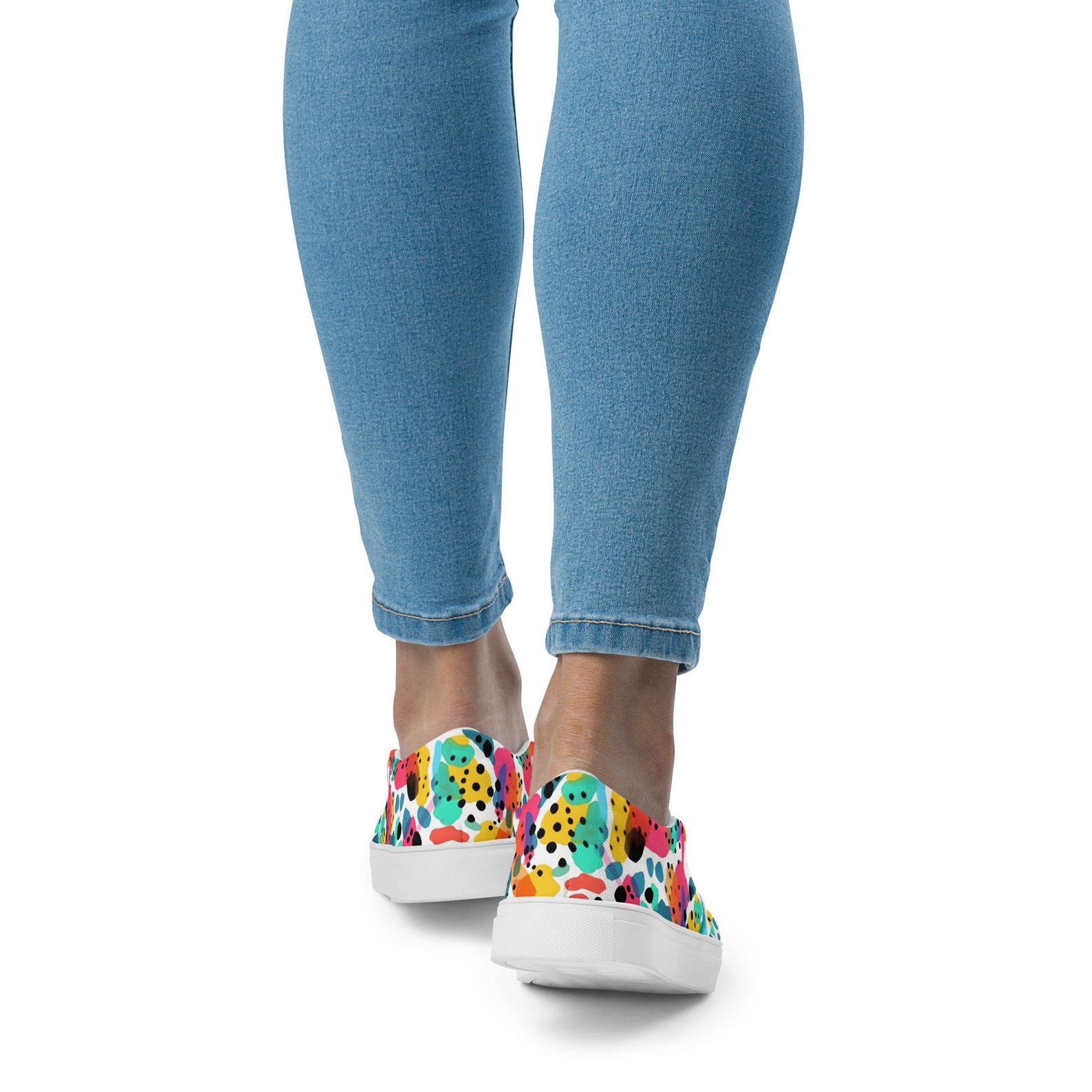 Rainbow Geometric Abstract Women's Slip On Sneakers