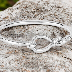 Pulsera de plata S925 con nudo infinito, regalo del día de la madre, plata de ley, varios tamaños imagen 1