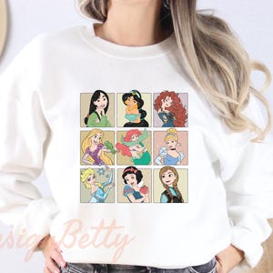 Fairy Tale Character Sweatshirt, Vintage Style Princess Sweater, Cute Cartoon Sweater, Gift for Fantasy Lovers,Gift For Cartoon Lovers