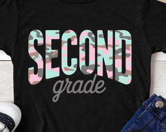 2nd Grade Camo Shirt, Second Grade School Tee, Back To School Student Shirt, First Day Classroom Outfit