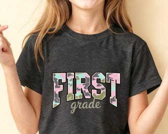 1st Grade Camo Shirt, First Grade School Tee, Girls Back To School Shirt, First Day Classroom Outfit
