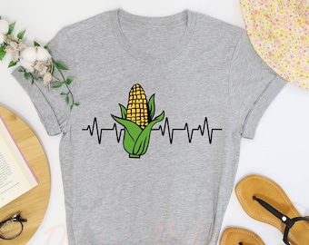 Corn Heartbeat Shirt, Farm Girl Shirt, Corn Farmer Gift, Cute Corn Shirt, Agricultural Engineer Gift, Botanical Shirt, Farming Corn Shirt
