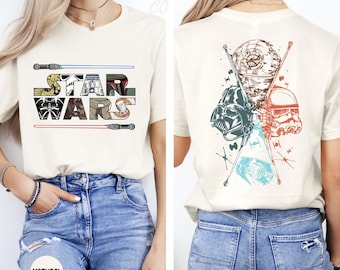 Star Wars Two Sided Shirt, Vintage Star Wars Shirt, Darth Vader Shirt, Retro Star Wars Shirt, Gift For Star Wars Lover, Mandalorian Shirt