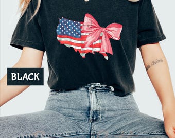 Comfort Colors American Flag Map Shirt, American Flag Tee, Patriotic Tee, Retro 4th Of July Shirt, Vintage America Map Tee, USA Map Shirt