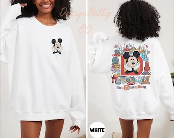 Vintage Disney World Double-sided Sweatshirt, Retro Mickey Sweater, Cute Disney Hoodie, Disney Lover Gift, Disneyland Sweater, Mickey Mouse