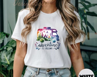 Adventure Is Calling Shirt, Cute Camper Tee, Van Life Adventure Tee, Wanderlust Travel Gift, Nomad Road Tee, RV Camper Tee,Adventure Camping