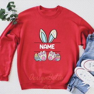 Custom Easter Sweatshirt, Custom Name Bunny Shirt, Spring Holiday Sweatshirt, Easter Egg Sweater, Festive Bunny Sweatshirt, Easter Gift Idea