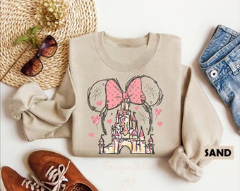 Disney Castle Sweatshirt, Disney Coquette Sweater, Disney Princess Bow Sweatshirt, Magical Castle Sweatshirt, Cute Disney Lover Sweatshirt