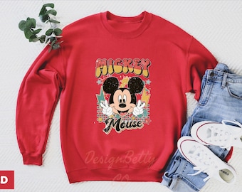 Vintage Mickey Mouse Sweatshirt, Funny Minnie Sweater, Retro Cartoon Sweater, Funny Design For Disney Fans, Disney Custom Design Sweater