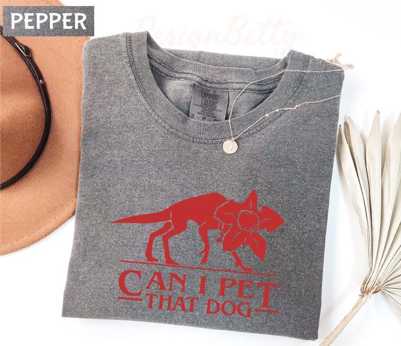 a gray t-shirt with a red graphic design, a necklace, a hat, and a fan, all arranged on a white background.