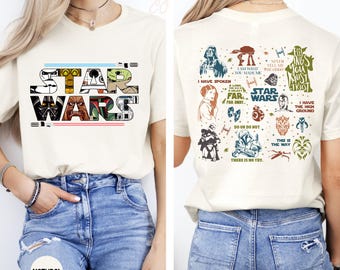 Star Wars Shirt, Disney Star Wars Double-sided Shirt, Mandalorian Shirt, Dart Vader T-Shirt, Gift for Star Wars Lover, Star Wars Fan Gift