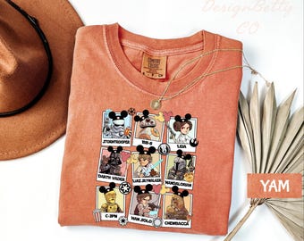 Comfort Colors Star Wars Characters Shirt, Star War Characters Mickey Ears Shirt, Retro Star Wars Gift, Vintage Disney Star Wars Planet Tee