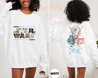 Star Wars Double-sided Sweatshirt, Star Wars Hoodie,  Retro Star Wars Sweater, Darth Vader Hoodie, Star Wars Fan Gift, Mandalorian Crewneck