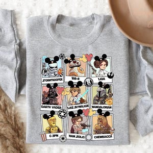 Star Wars Characters Sweatshirt, Star War Characters With Mickey Ears Sweater, Stormtrooper, BB-8, Darth Vader, Han Solo Crewneck, Star Wars