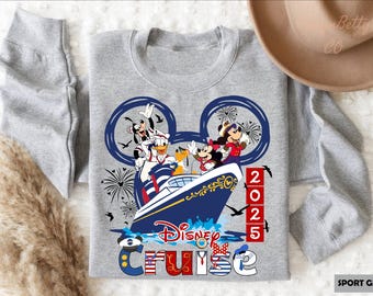 Mickey Cruise Sweatshirt, Mickey Sweatshirt, Minnie Sweatshirt, Cartoon Character Sweat, Cruise Design For Disney Fans, Disney Custom Design