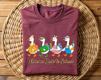 Welcome Back To School Shirt, Cute Duck Teacher Tee, First Day Of School Duck Shirt, Preschool Teacher Graphic T Shirt