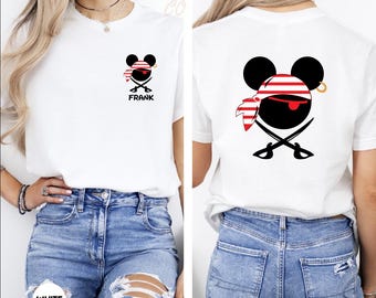 Personalized Disney Pirate Shirt, Custom Disney Cruise Shirt, Double-sided Disney Shirt, Mickey Pirate Tee, Minnie Pirate Tee, Disney Trip