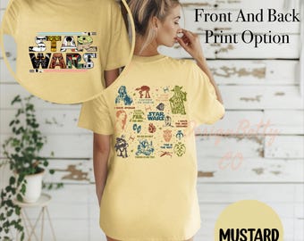 Star Wars Comfort Colors Shirt, Disney Star Wars Two-sided Tee, Mandalorian Shirt, Dart Vader T-Shirt, Gift for Star Wars Fan, Galaxy War