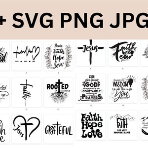 Glaube SVG Bundle, inspirierende Zitate, geschnitten Dateien, christliche Zitate, Cricut, Clip Art, Bibel Vers SVG, religiöse SVG, christliche SVG Bundle
