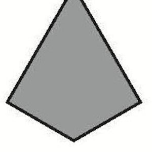 May include: A gray, diamond-shaped, geometric design with a black outline.
