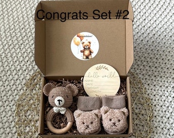 Baby Shower gift, baby gift basket, Gender Neutral Baby Gift, baby gift box, baby gift newborn, bear baby blanket