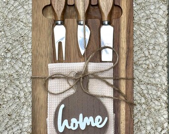 Acacia Wood Charcuterie Board Set: Housewarming Host Gift