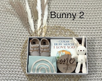 Baby Shower gift, baby bear gift basket, Gender Neutral Baby Gift set, Curated Baby Gift, baby gift box, baby gift newborn gift rainbow baby