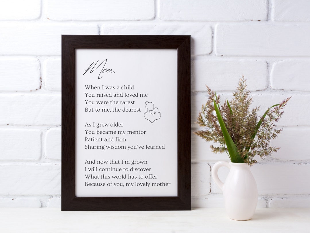 Mom Poem Print, Mom Digital Download, Printable Mother's Day Card, Poem ...