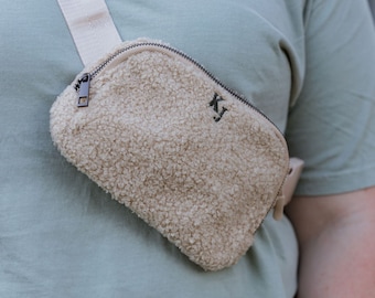 Sherpa Belt Bag | Beige Belt Bag | Embroidered Belt Bag | Personalized Belt Bag | Belt Bag | Bridesmaids Gift | Bachelorette Gift