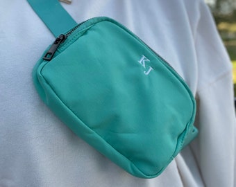 Embroidered Belt Bag| Teal Belt Bag| Custom Fanny Pack| Bridesmaids Gift| Bachelorette Gift| Gift for Her| Embroidered Bag| Monogram Bag