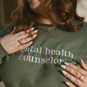 Customizable Multicolor Pastel Embroidered Profession Crewneck-- Career Sweatshirt, Custom Profession Shirt, Graduation, Graduation Gift