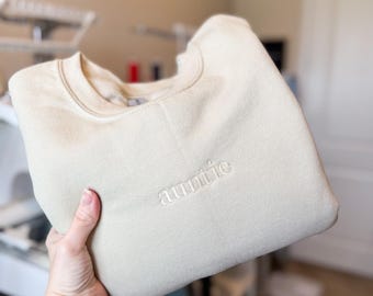 Custom Embroidered Sweatshirt -- Dainty Embroidery, Lowercase, Great Gift, Gift for Her, Gift for Bride, Custom Embroidery, Comfort Colors