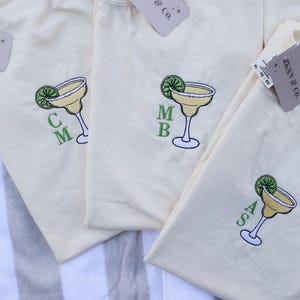 Custom Embroidered Margarita Monogram Tee – Embroidered Comfort Colors Tank, Bachelorette Matching Shirts, Cocktail Sweatshirt, Margarita