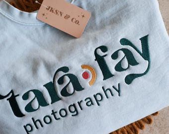 Custom LOGO Embroidered Comfort Colors Sweatshirt— Embroidered Logo Design, Logo Sweatshirt, Custom Embroidered Sweatshirt, Logo
