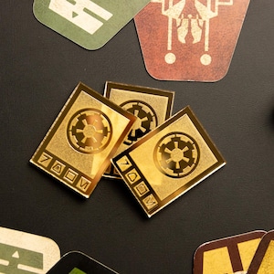Star Wars Imperial Credit Gold-tegoedchips voor Sabacc en kaartspellen. Acryl lasergesneden | Uit één stuk |  Goudkleurige spiegelkleur | Eenzijdig
