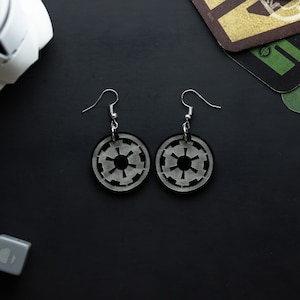 Star Wars Stormtrooper & Imperial Symbol Stud Earrings – Stainless Steel Fan Jewelry