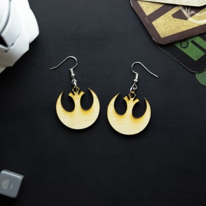 Rebel Alliance Symbol Earrings wooden lightweight Design Ashoka and Star Wars Dangle Earrings